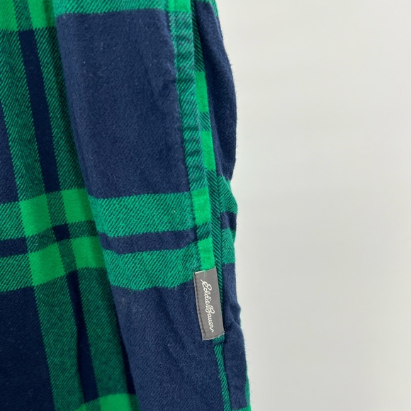 Eddie Bauer green blue plaid L pajama lounge pants cotton fall winter sleep - Picture 5 of 8